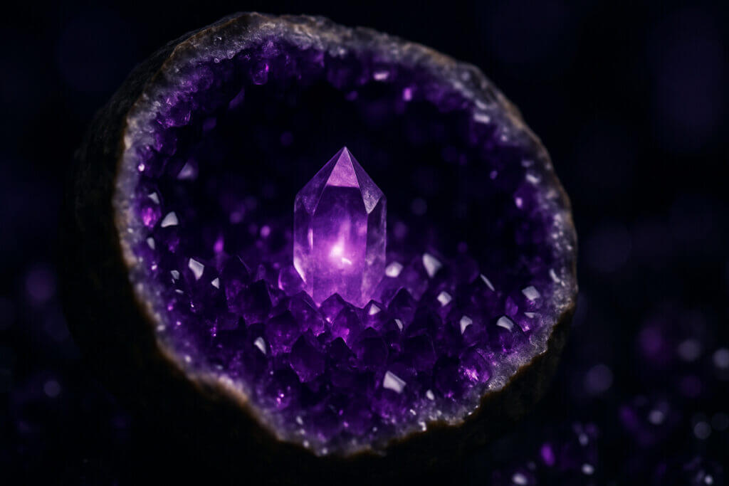 Geode di ametista, simbolo dei nomi femminili rari e originali.