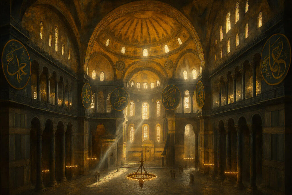 Interno della basilica di Hagia Sophia, monumento legato alla storia e al significato del nome Sofia.