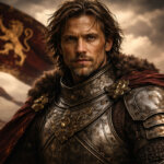 Ritratto di un re coraggioso in armatura, a simboleggiare il significato del nome Riccardo, "potente nel suo coraggio".