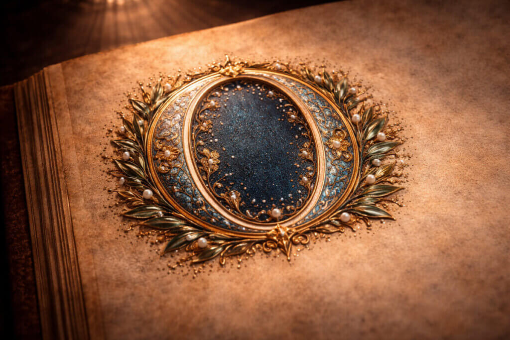 La lettera O miniata su un antico manoscritto, a simboleggiare la guida ai nomi che iniziano con la O.