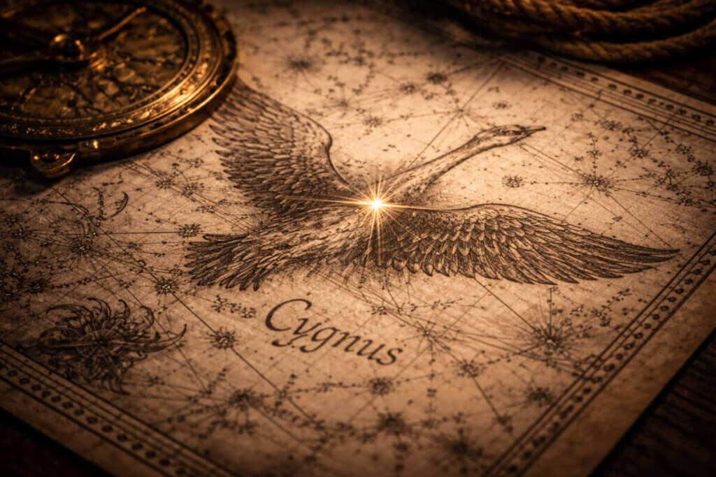 Una mappa stellare antica con la lettera X che segna un punto misterioso, a simboleggiare l'enigma dei nomi con la X.